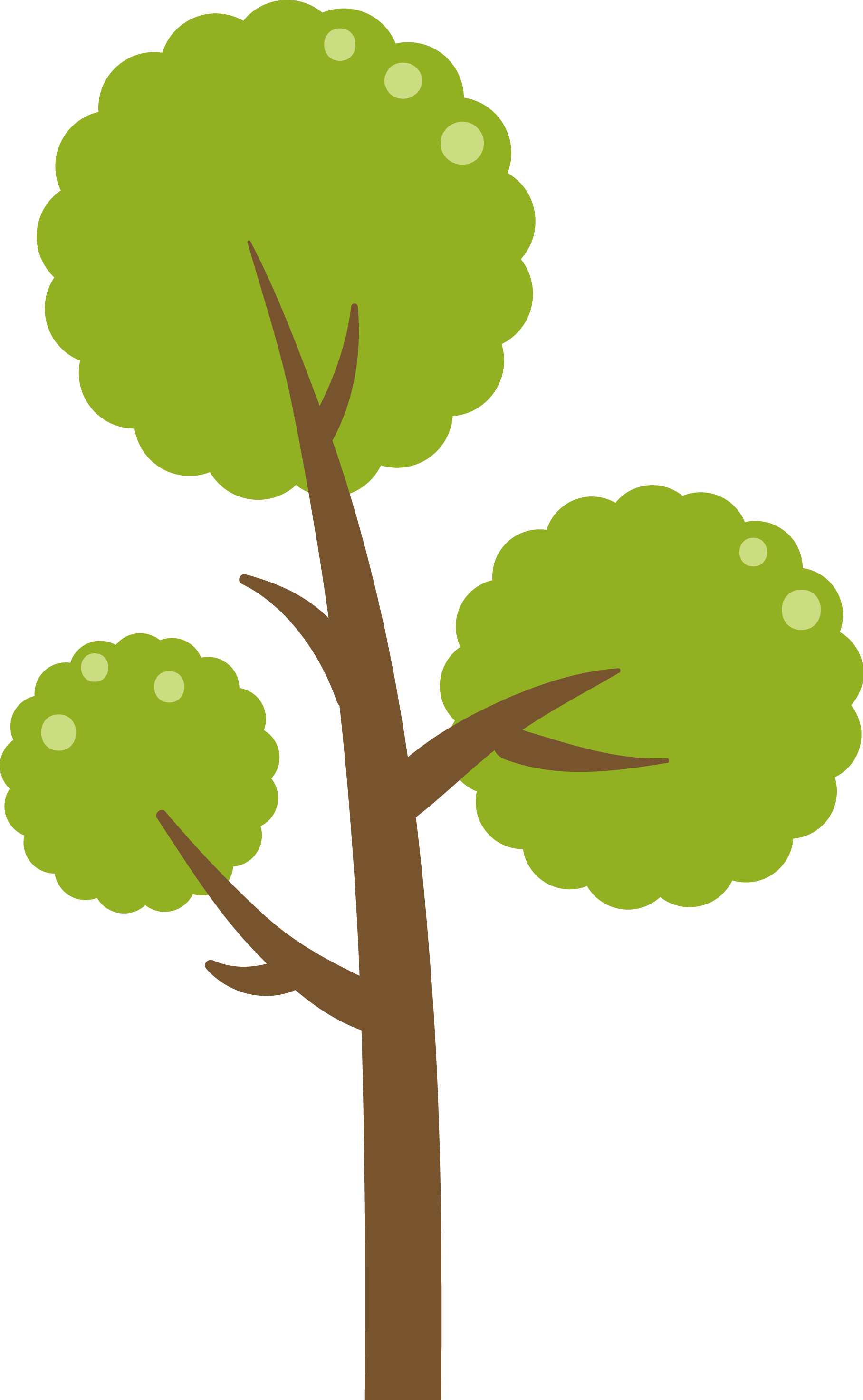 Illustration of a tree with a brown trunk and green foliage against a black background.