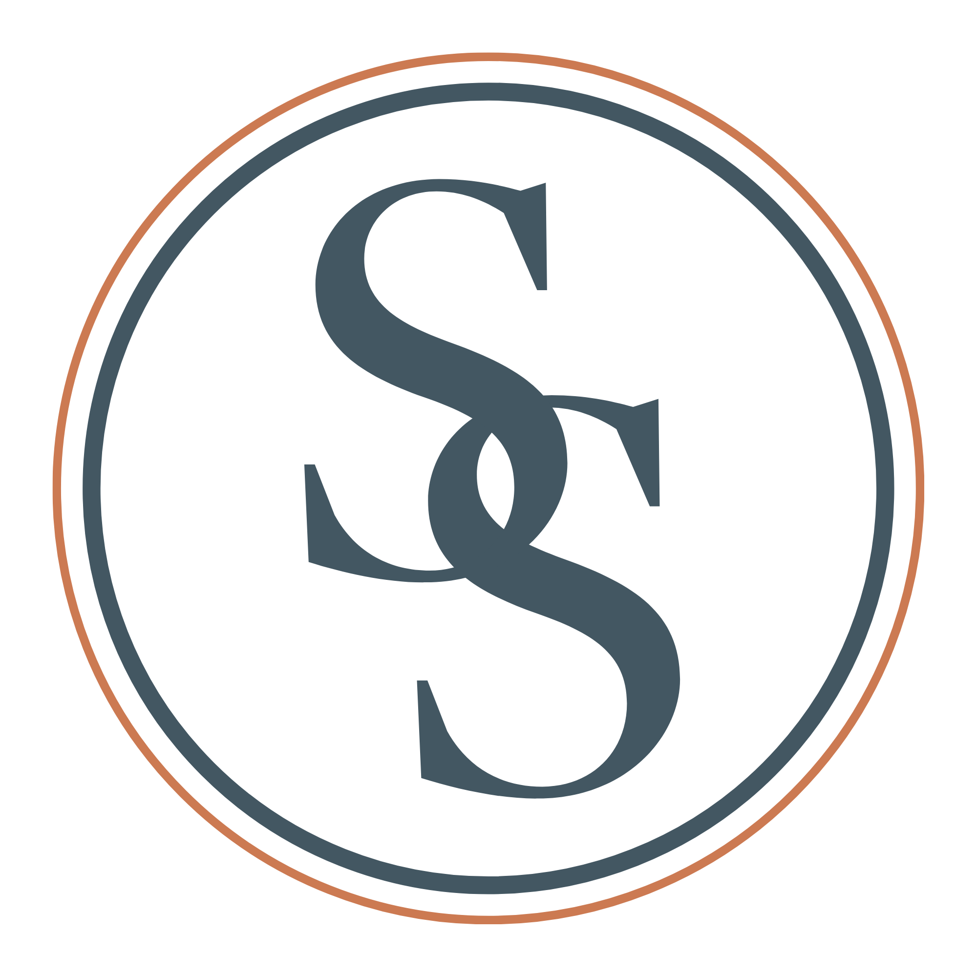 Close-up of a logo featuring a stylized dollar sign ($) incorporated with a curve, set inside a circular design with a black background.