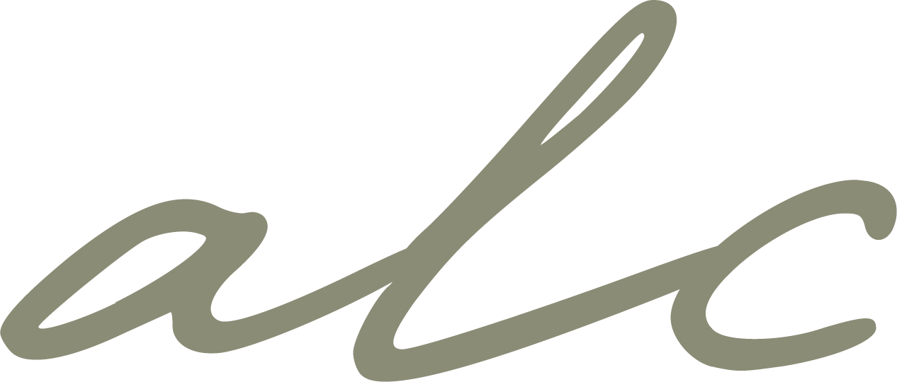 A stylized monogram logo with the word 'alc' in lowercase, hand-drawn script, representing "Ashton Landers Counseling".