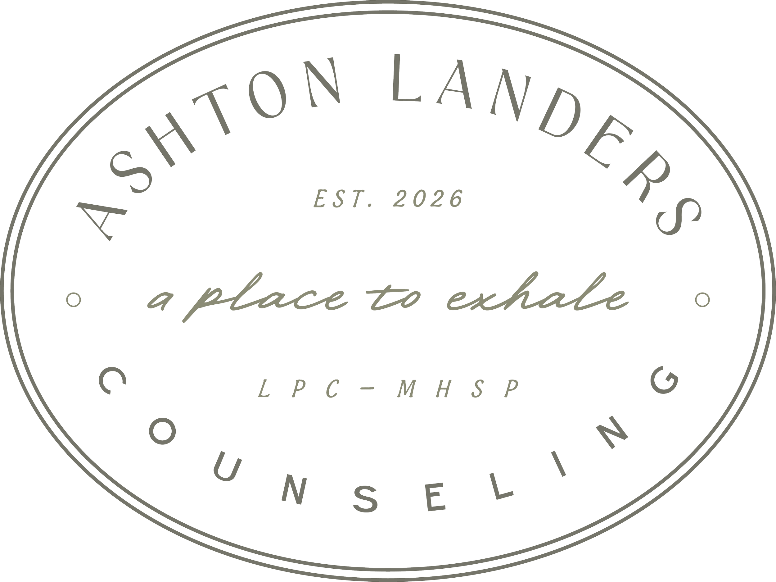 A circular logo for Ashton Landers with the tagline 'a place to explore' and established in 2026. The logo features a minimalist design with text and decorative elements.