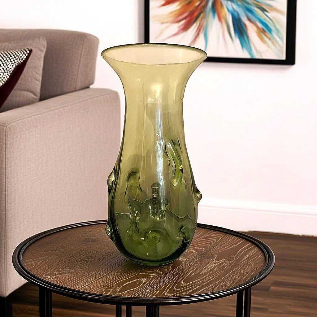 Vintage Bicshoff Glass Company Handblow Pinch Vase