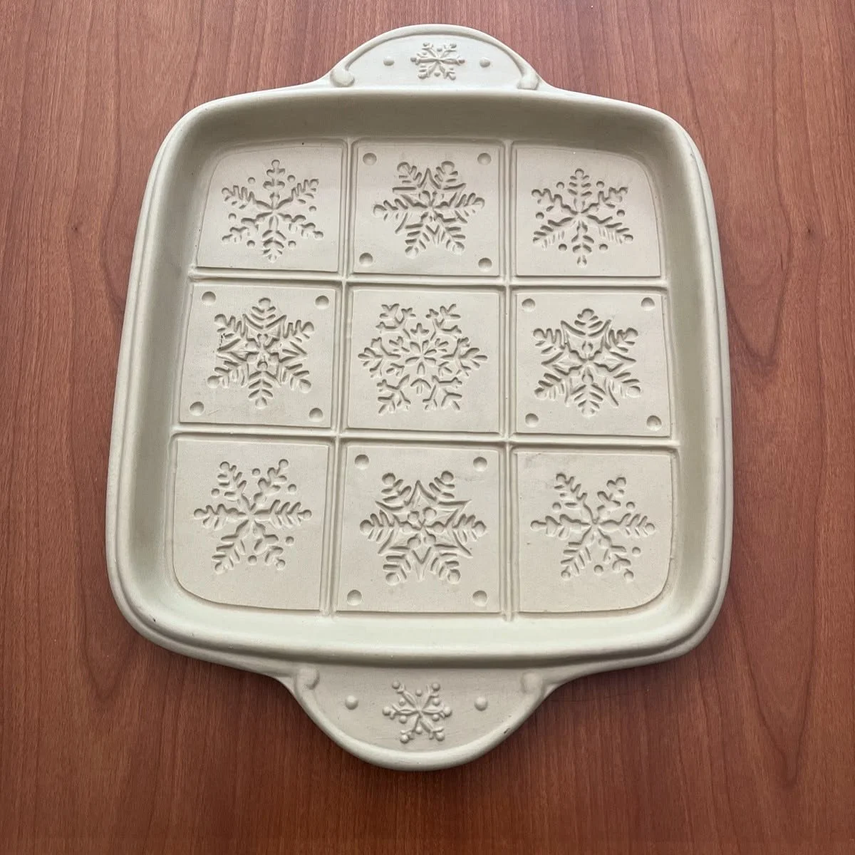 Vtg Brown Bag Holiday Sowflakes Cookie Art Mold Shortbread Baking Pan 