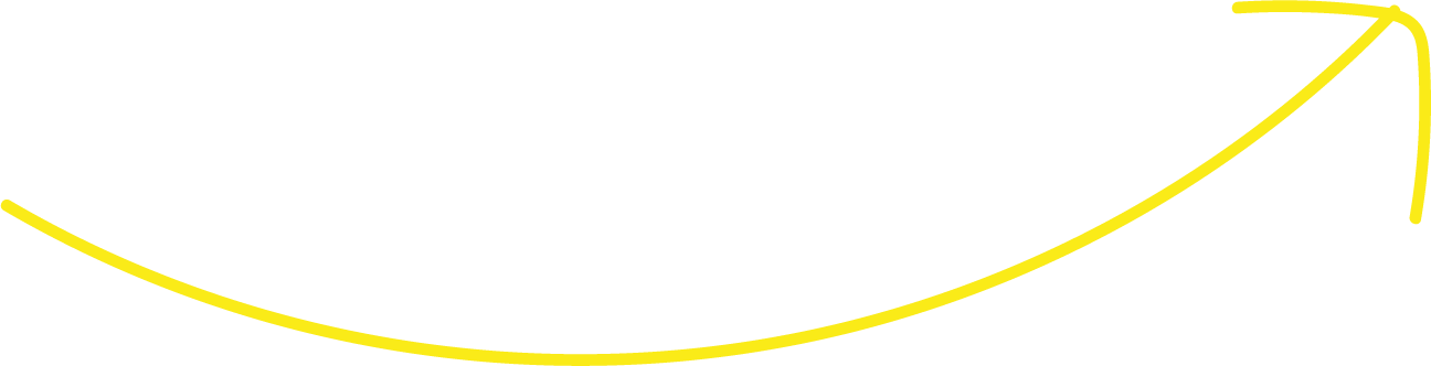 Hand-drawn yellow arrow curved upward pointing to the upper right corner