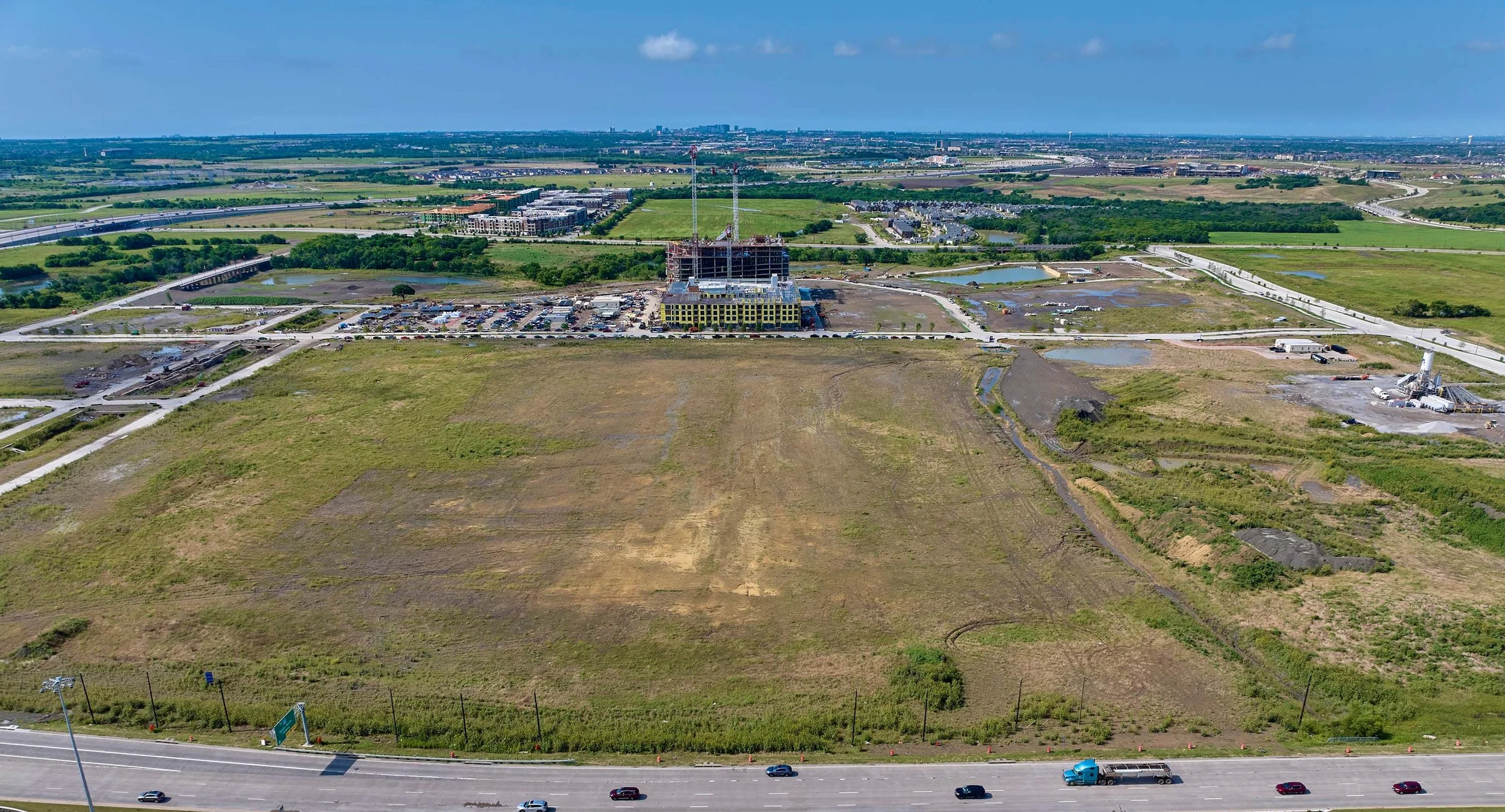 An aerial image of a large lot of land