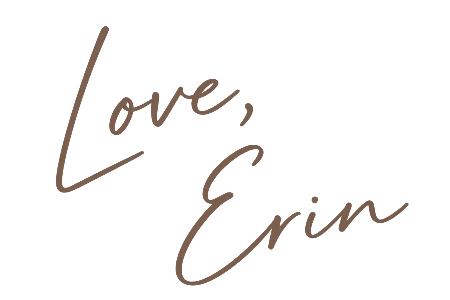 Text that reads 'Love, Earn' in cursive brown font on a black background.