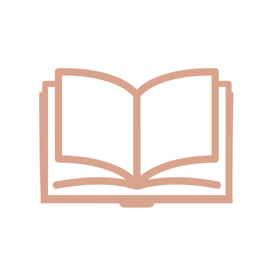 Outline of an open book with blank pages