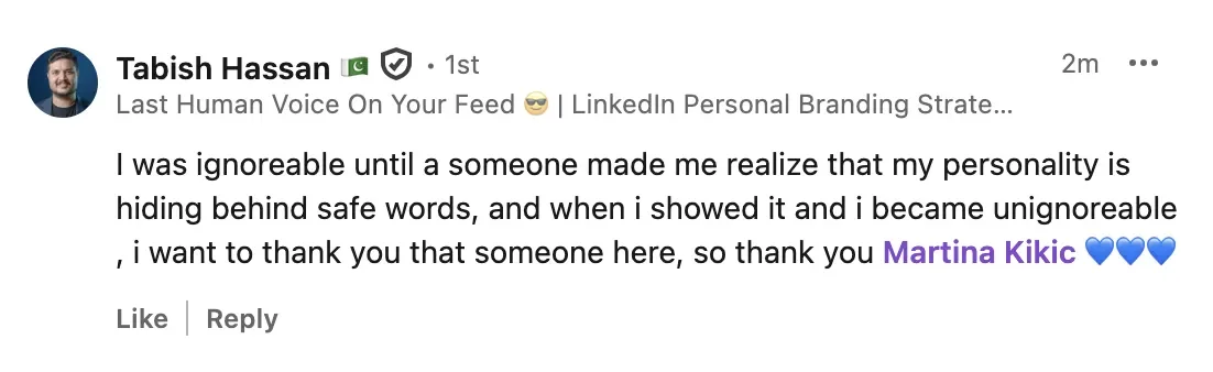 Tabish Hassan testimonial: Martina Kikic helped him find his voice and stand out on LinkedIn