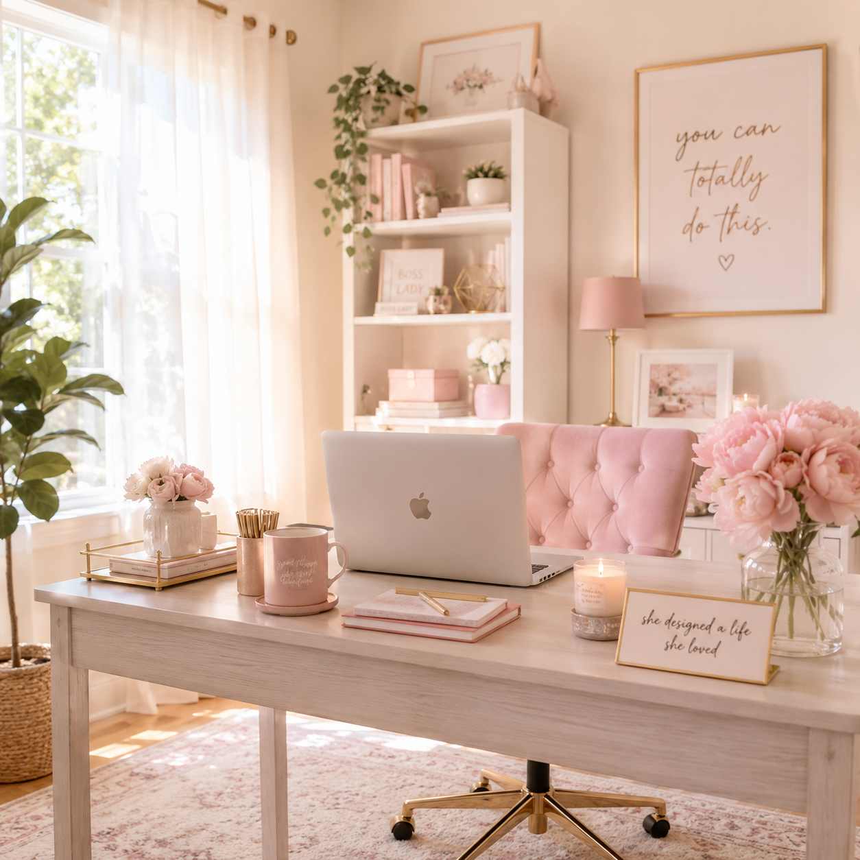 9 Girly Home Office Ideas That Make Working From Home Feel Cozy &amp; Chic