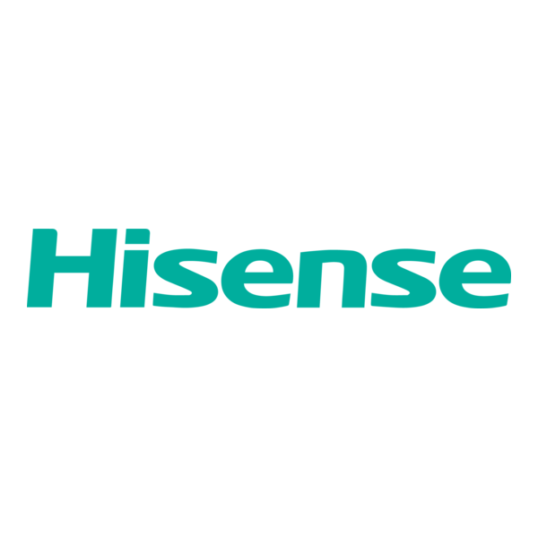 Hisense logo in teal font on a white background.