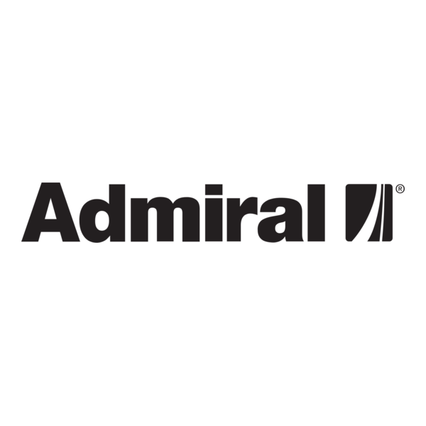 Admiral logo in black and white featuring the brand name and a stylized sailing ship sail icon.