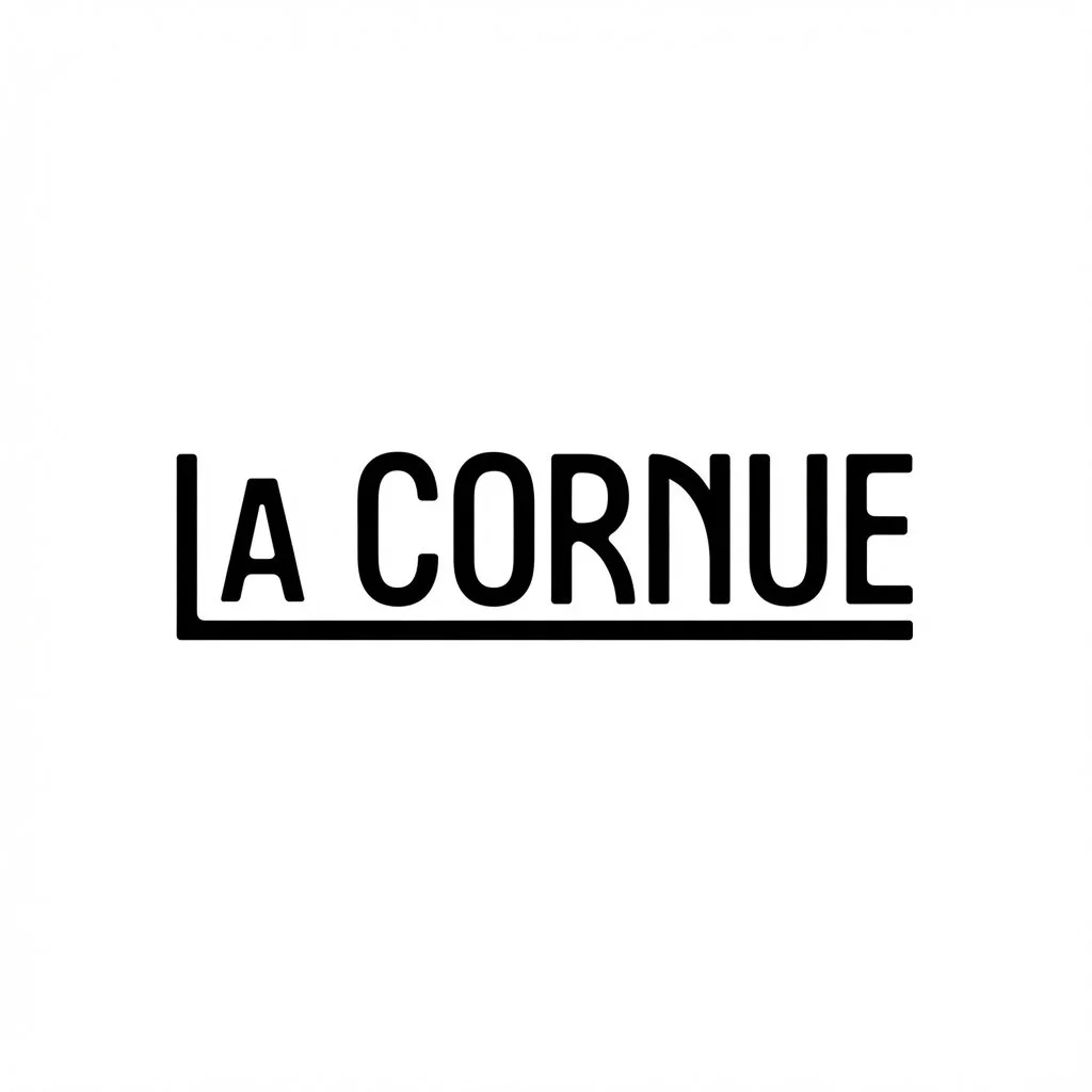 Text reading 'LA CORNUE' with a horizontal line underneath