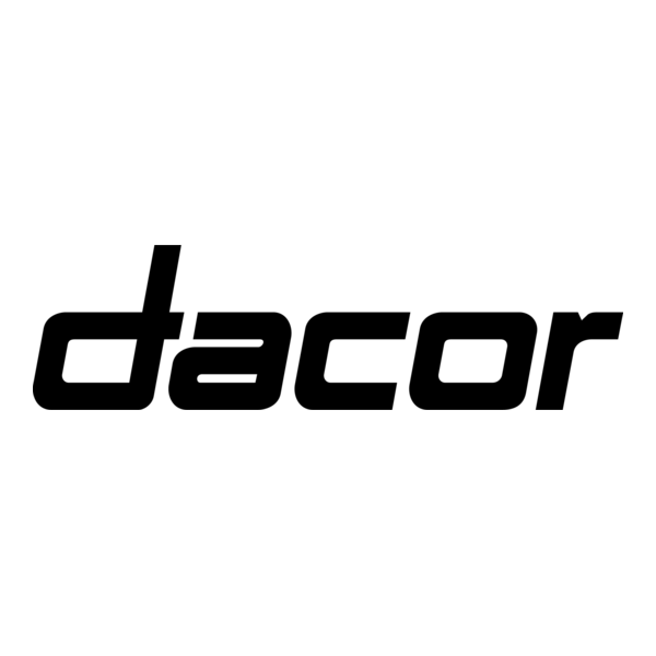 Black text reading 'dacor' on a white background.