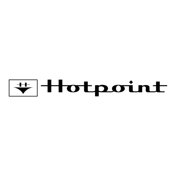 Hotpoint logo with a stylized crown symbol inside a square to the left of the brand name.