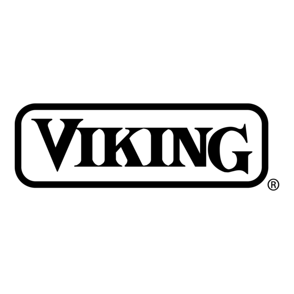 Viking logo in black and white with bold font enclosed in a rounded rectangle.