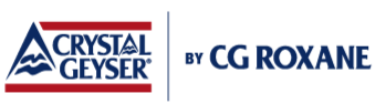 Crystall Geyser by CG Roxane logo with mountain graphic and text.