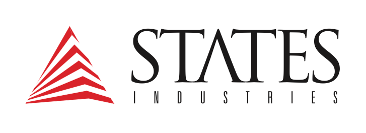 Logo of States Industries with a stylized red triangular emblem and the company name in black text.