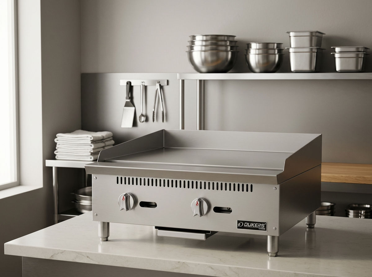 Dukers DCGM24 – 24" Commercial Gas Griddle with 2 Burners | Corners Supply