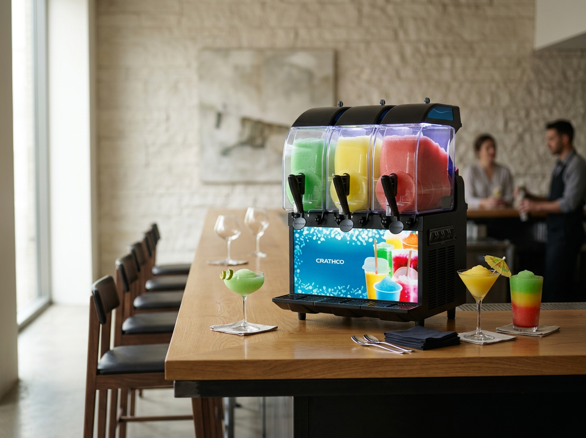 Crathco I-PRO 3M – Three Bowl Frozen Granita Dispenser with Light Panel | Corners Supply