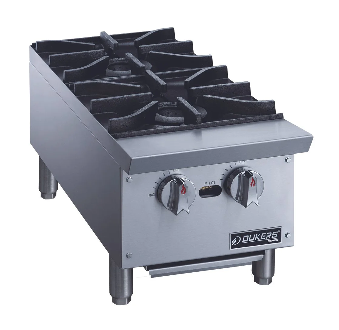 Dukers DCHPA12 12" - 2-Burner Commercial Gas Hot Plate | Corners Supply