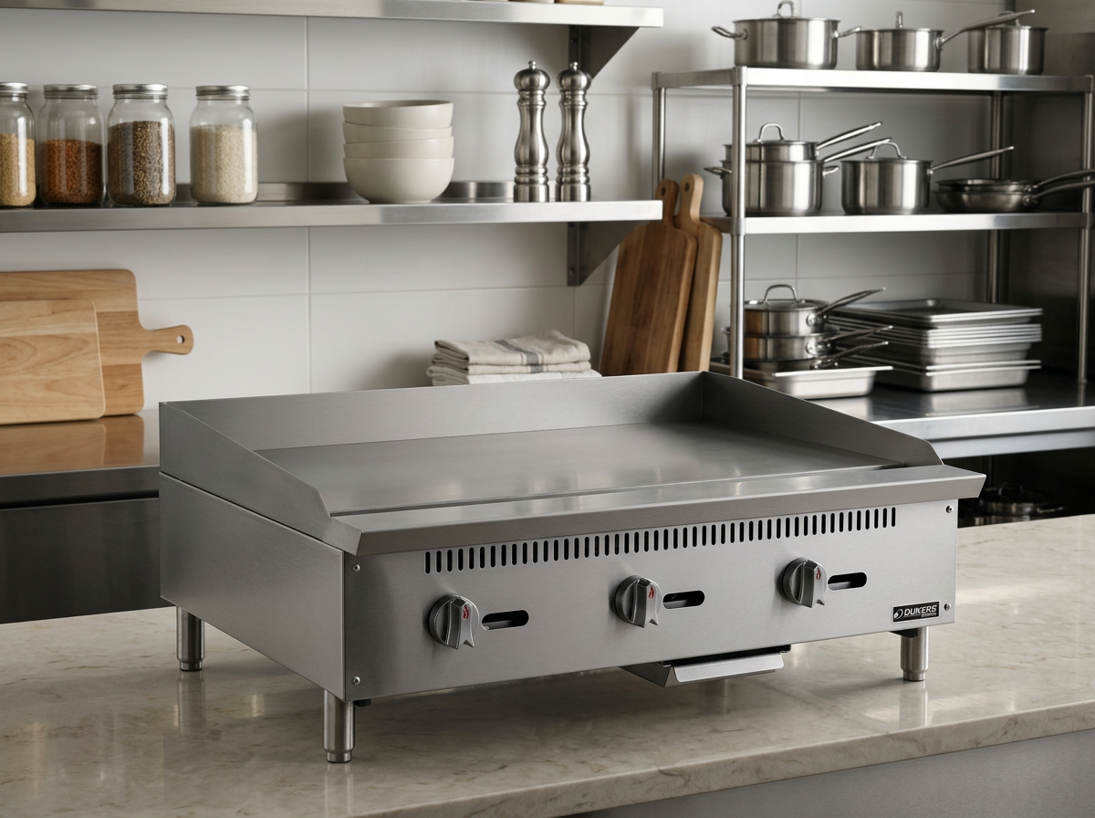 Dukers DCGM36 – 36" Commercial Gas Griddle with 3 Burners | Corners Supply