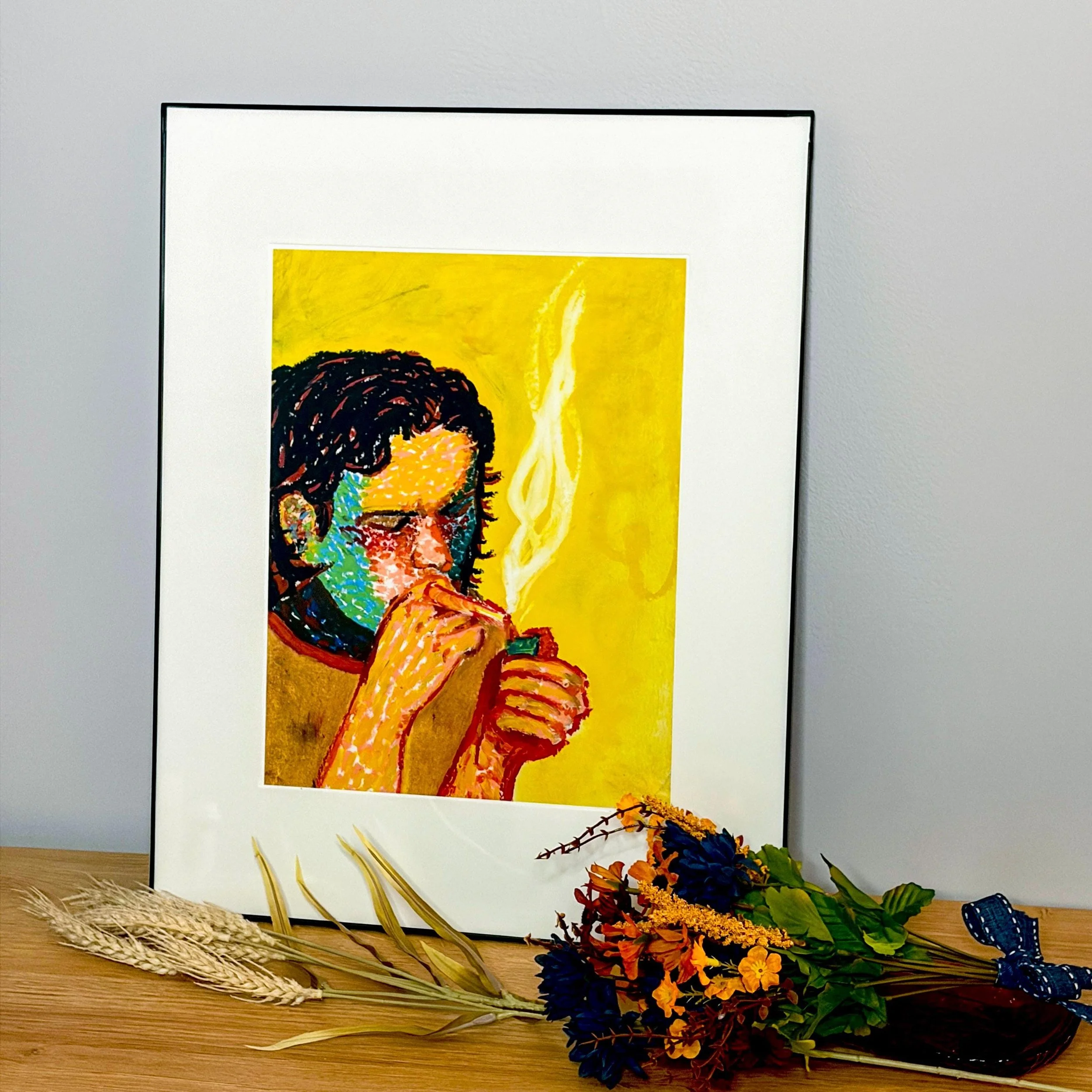 Smoke Break Original Oil Pastel Painting 11 x 14 Inches - Limited Edition of 50