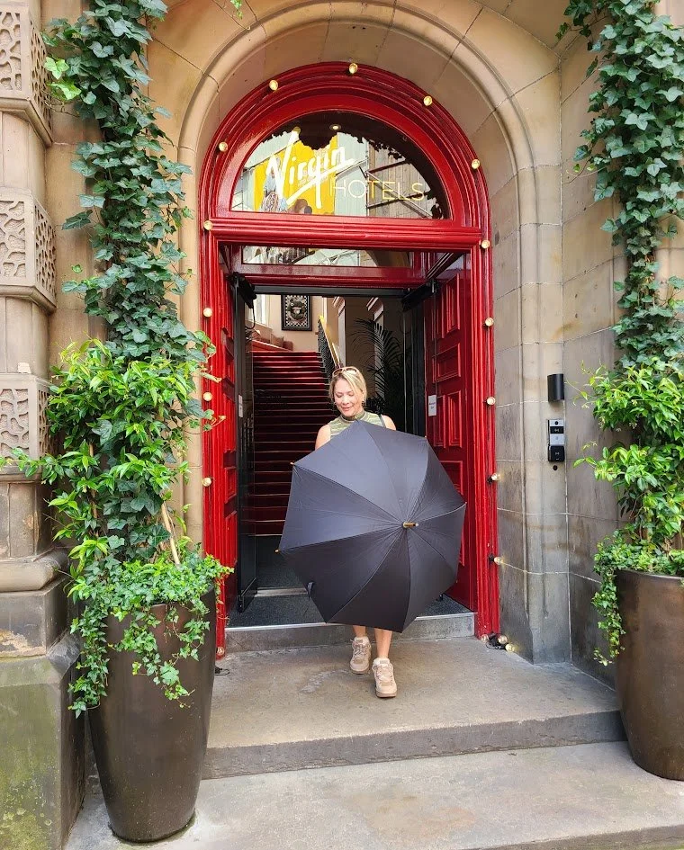 Mitchy leaving the Virgin Hotel Edinburgh, Scotland