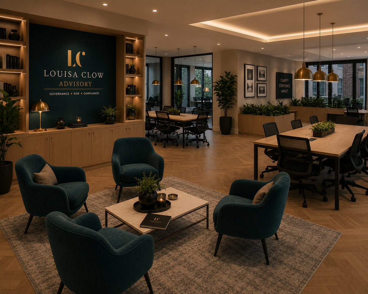 Modern, open-plan office space at Louisa Clow Advisory.