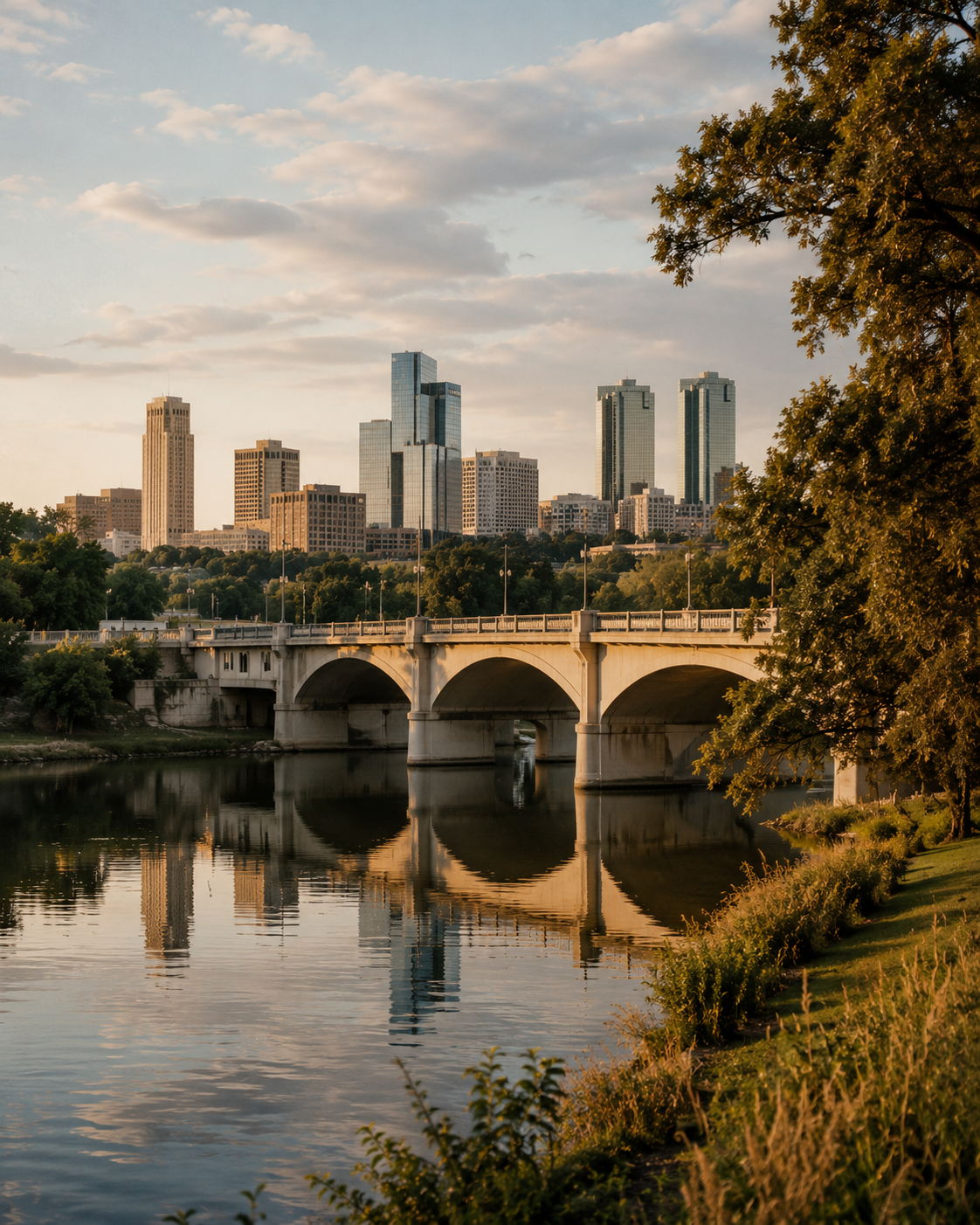 Fort Worth skyline and Trinity River representing Susan K. Medina’s deep civic, business, and community relationships.