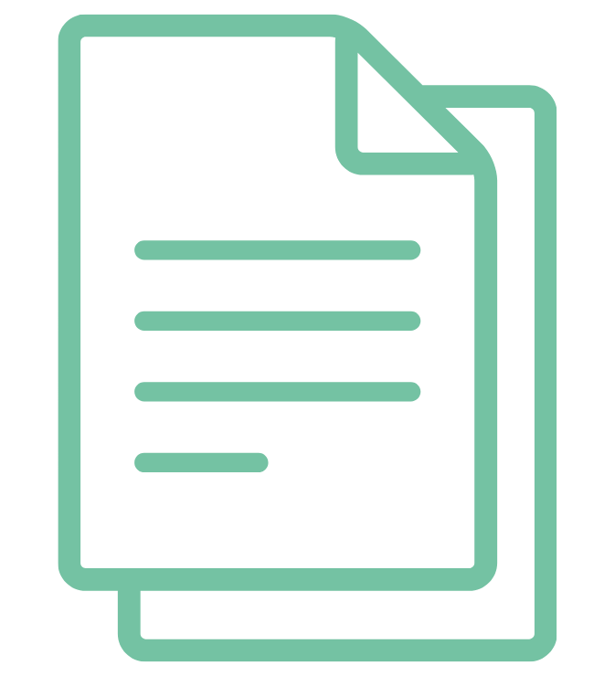 Illustration of two overlapping documents with lines representing text.