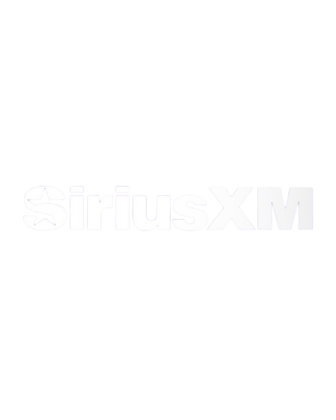 SiriusXM logo with white and pink text on a black background.