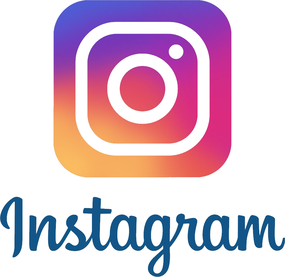 Instagram logo with a gradient background and the word 'Instagram' written below.
