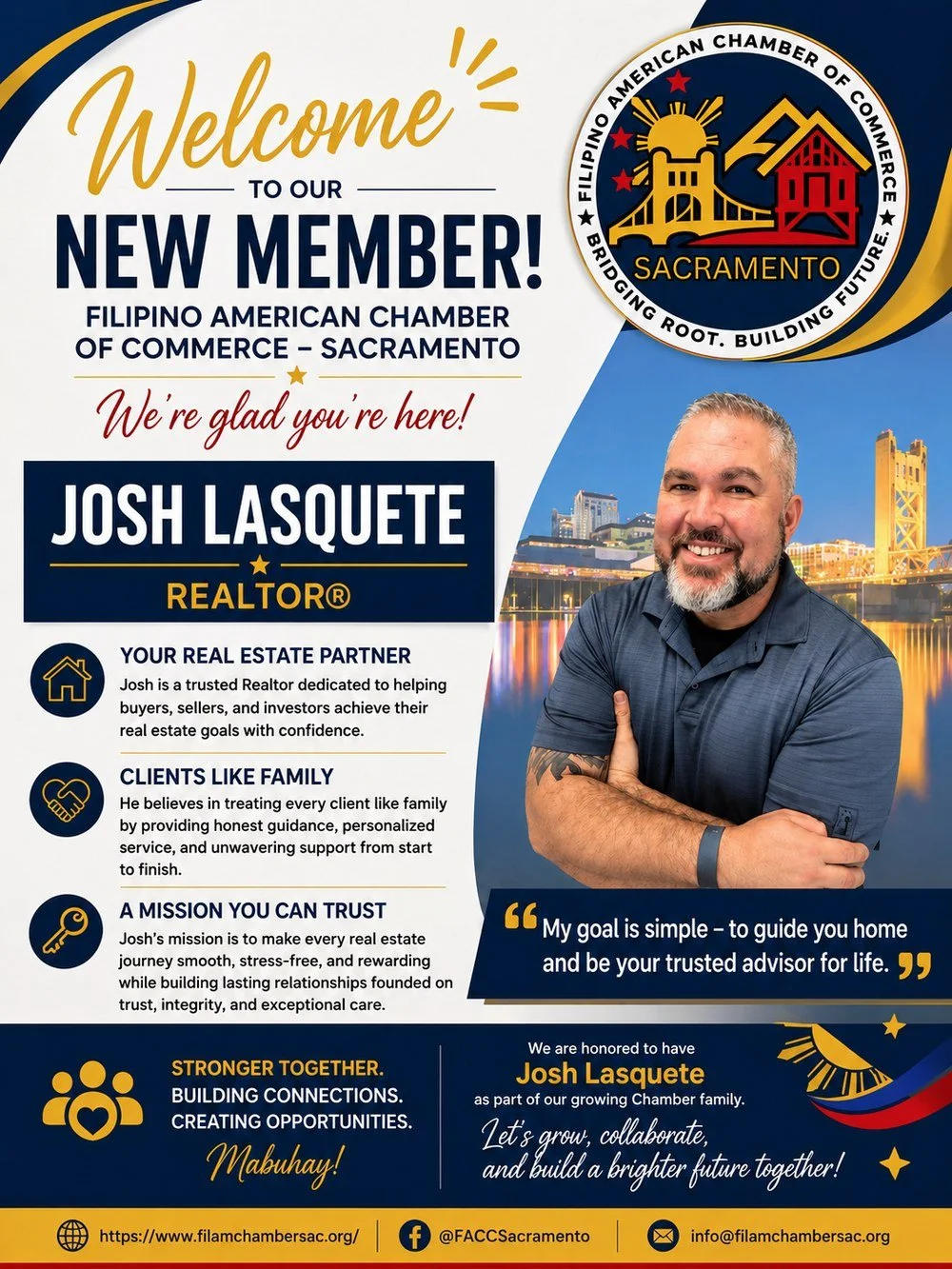New member flyer for Josh Lasquete, REALTOR.