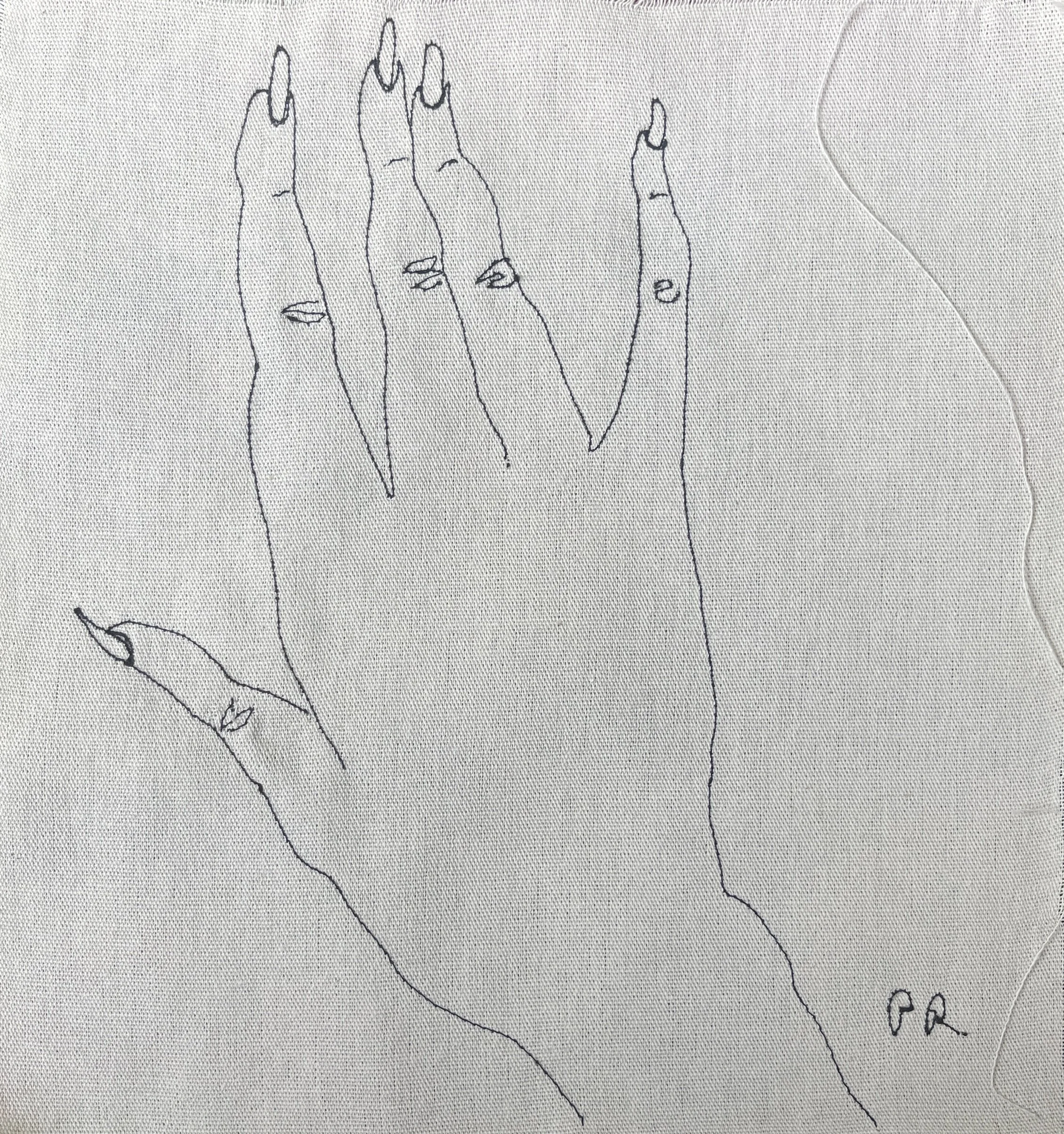 Mano I - hilo sobre tela - 40x40 cm - 2025