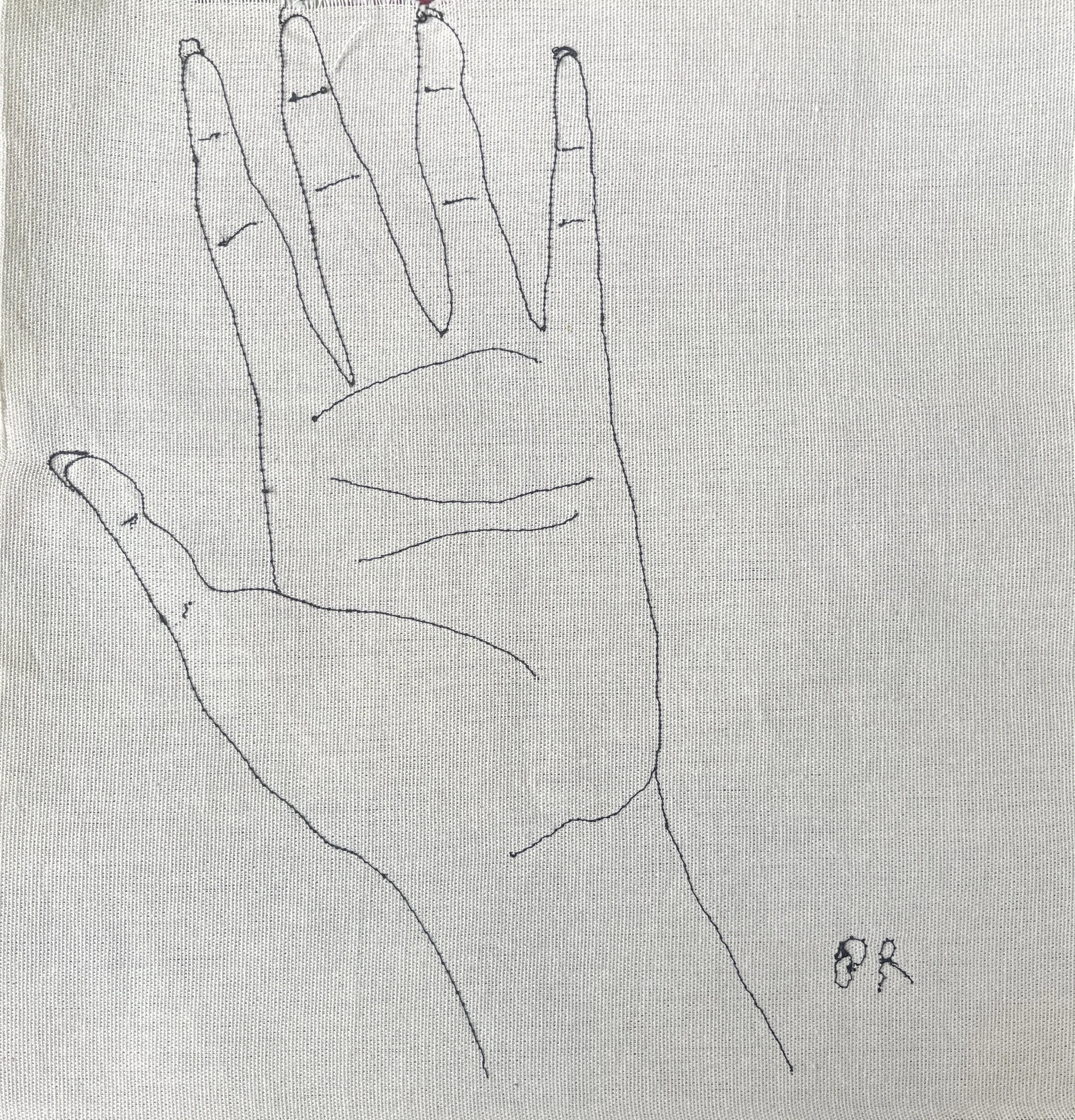 Mano III - hilo sobre tela - 40x40 cm - 2025