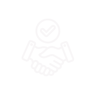 Icon of a handshake with a checkmark above, symbolizing agreement or approval.