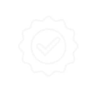 A checkmark inside a circle, surrounded by a scalloped border, representing approval or certification.
