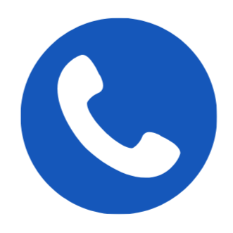 WhatsApp logo with a black phone receiver icon in the center of a blue circle.