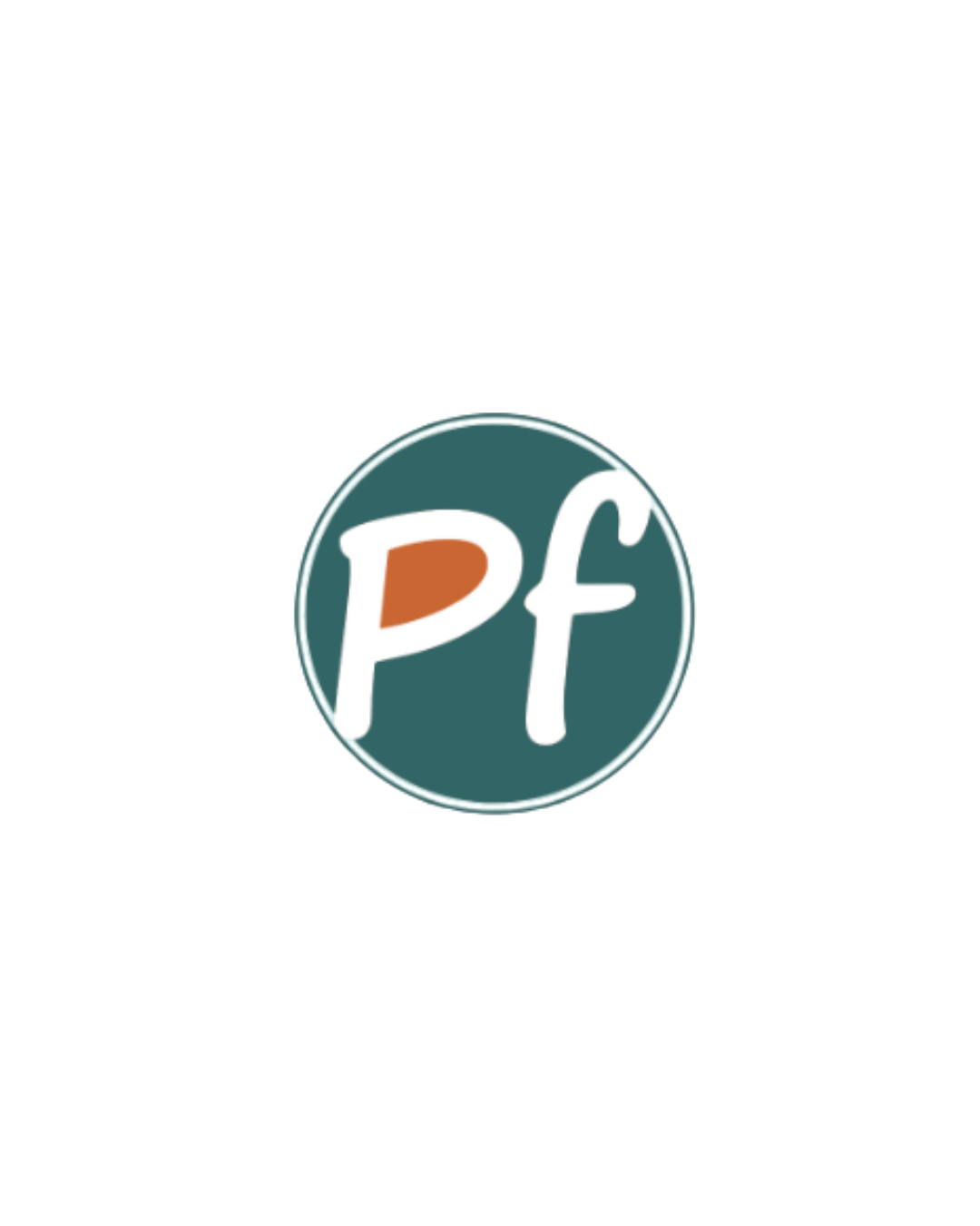 Graphic logo with the letters 'Pf' in white and a stylized 'D' in brown, set inside a green circle with a white outline.