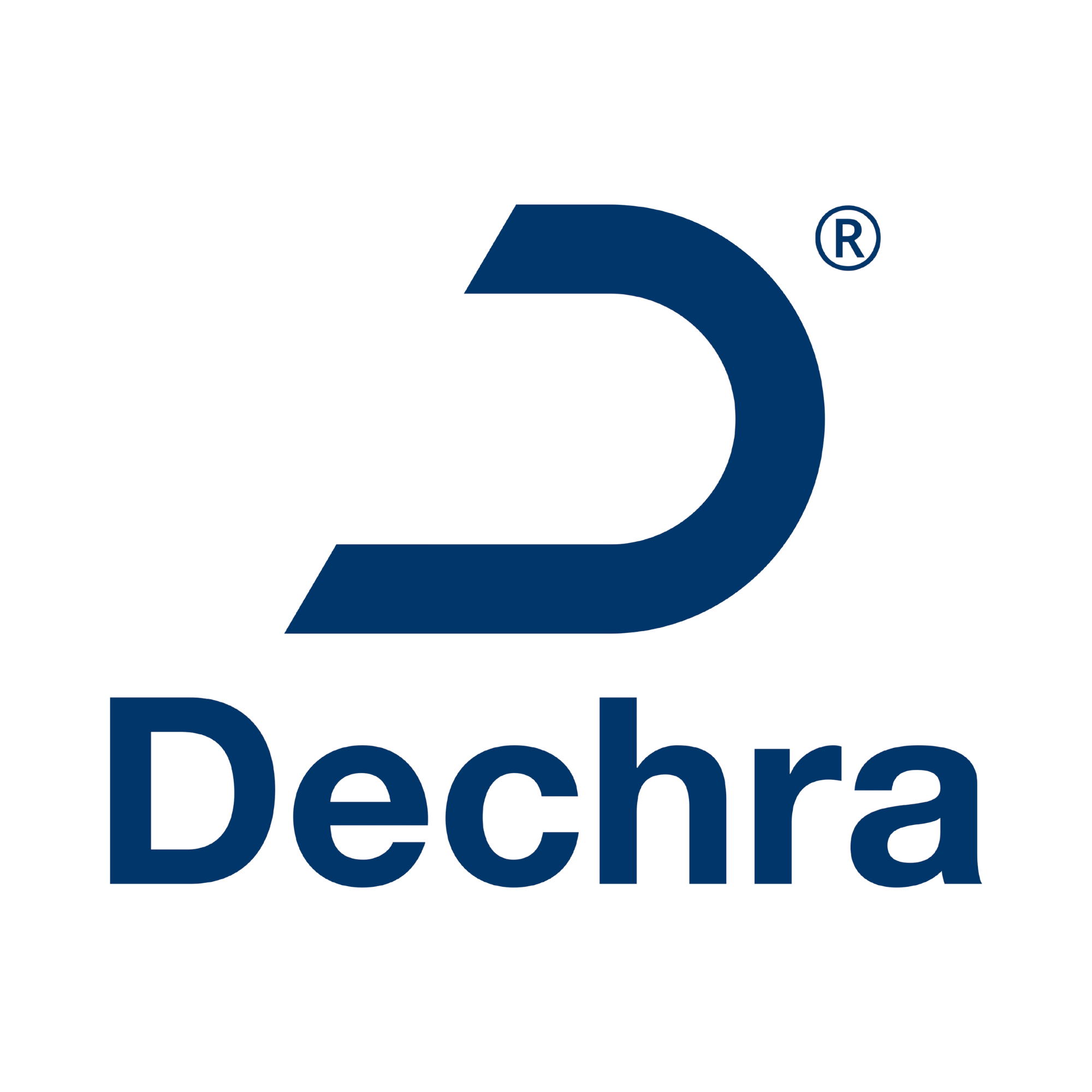 Close-up of the Deceuninck logo, featuring a stylized blue 'D' with a circular shape and the word 'Deceuninck' written underneath.