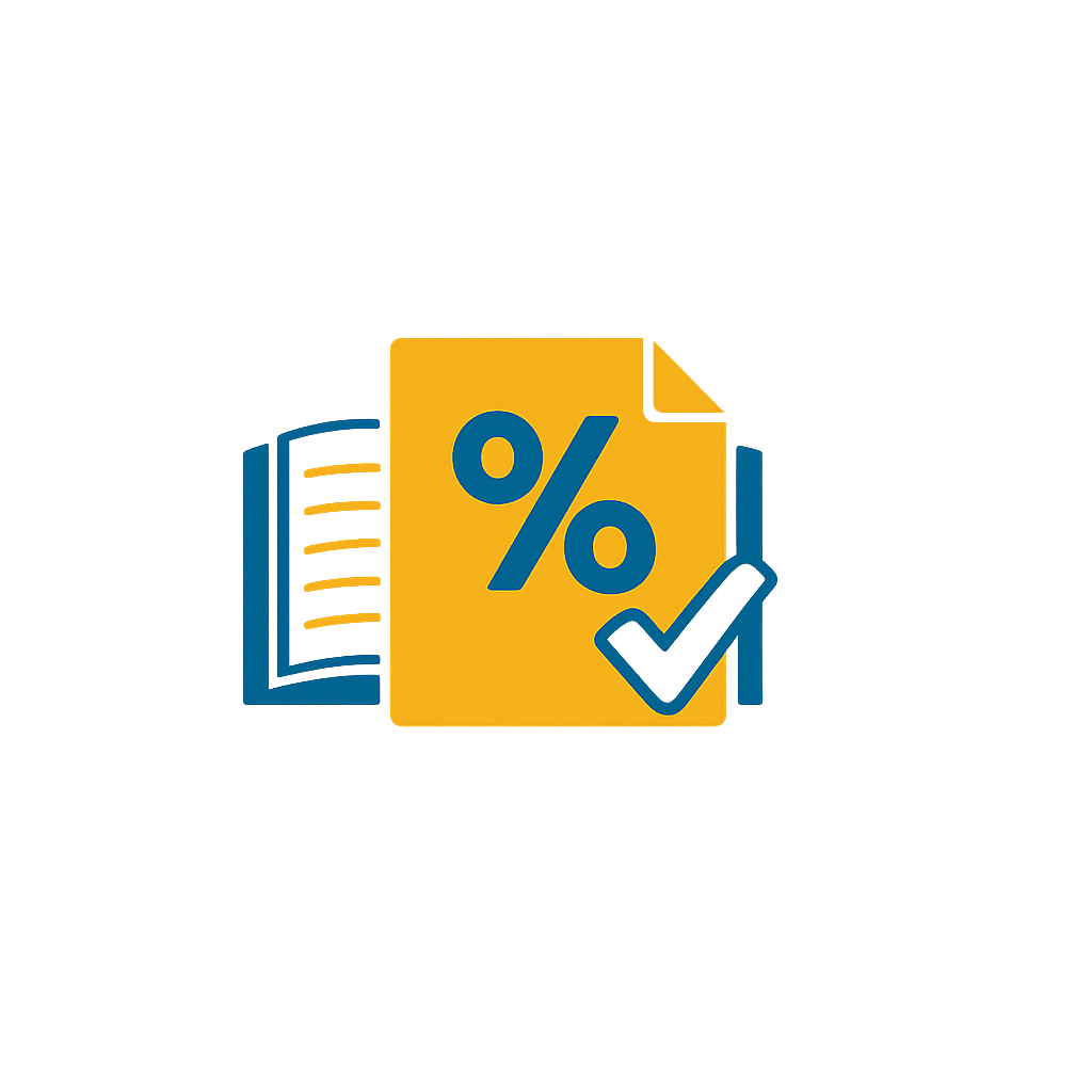 Stack of coupons with a yellow one featuring a blue percentage sign and a check mark.