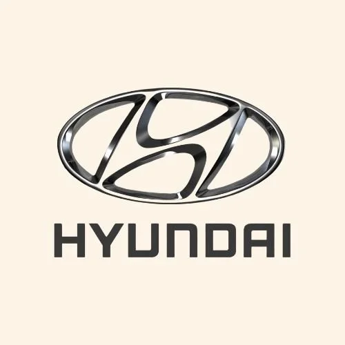 Hyundai logo with the word 'HYUNDAI' below it on a light background.