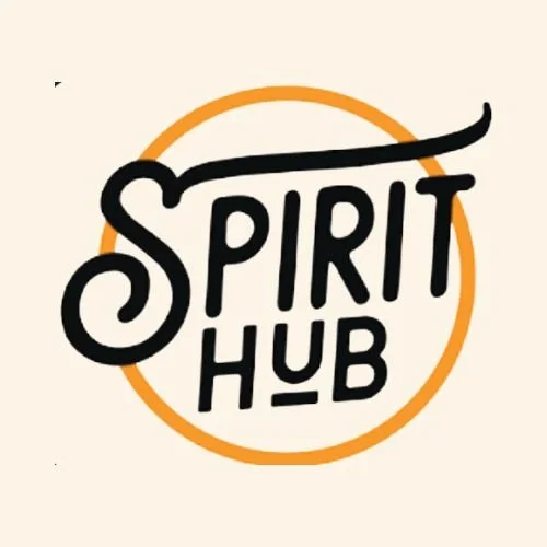 Logo of Spirit Hub with black and orange design.