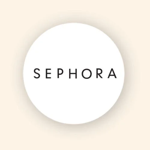Sephora logo on a white circular background.