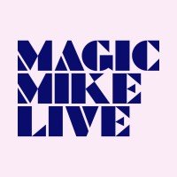 Text logo reading 'Magic Mike Live' in bold blue letters.