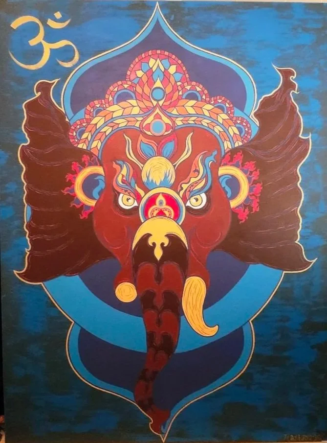 Ganesha, Painting, bright color, Spiritual Art