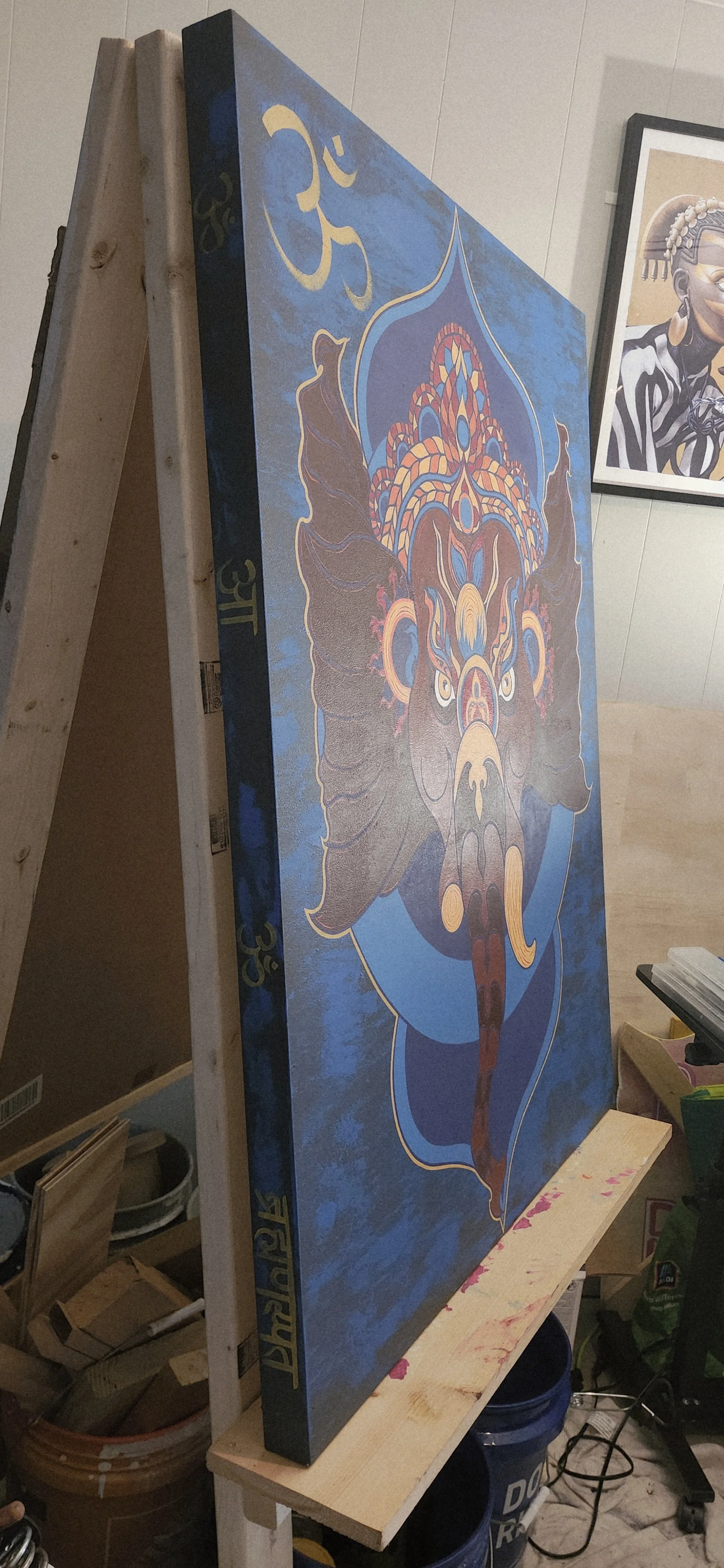 Ganesha Painting acrylic wood panel large painting