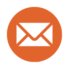 Email icon with a white envelope inside an orange circle