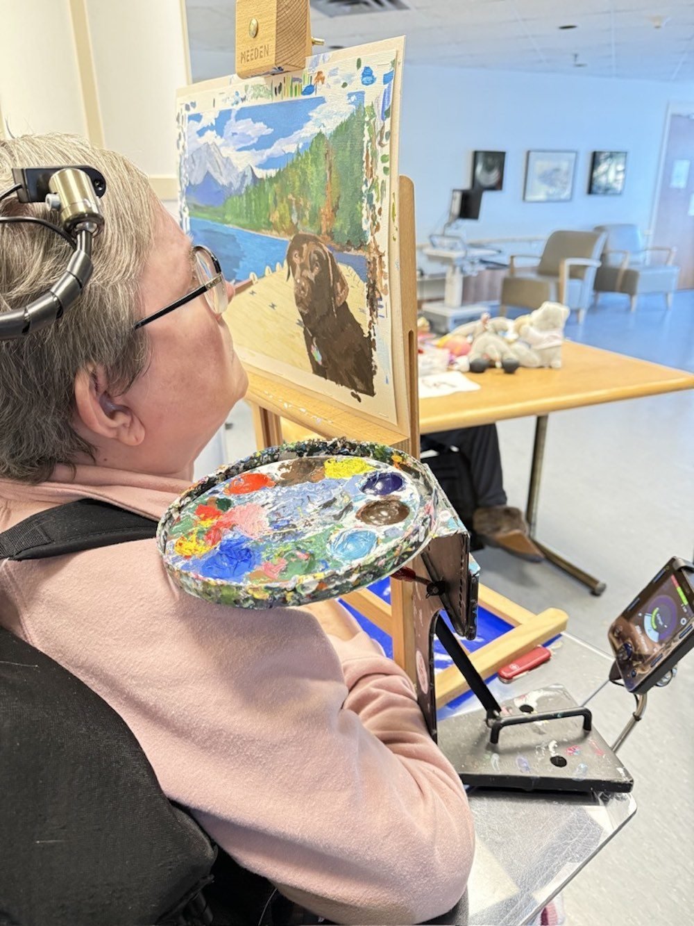 Wheelchair-Mounted Paint Palette Stand