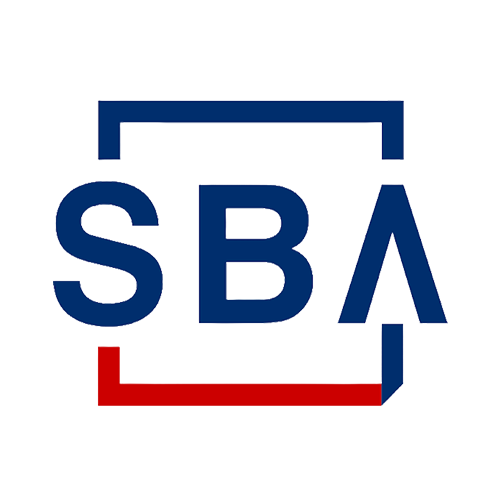 Logo with the letters 'SBA' in blue, enclosed in a square outline with a red bottom and blue top and side borders.