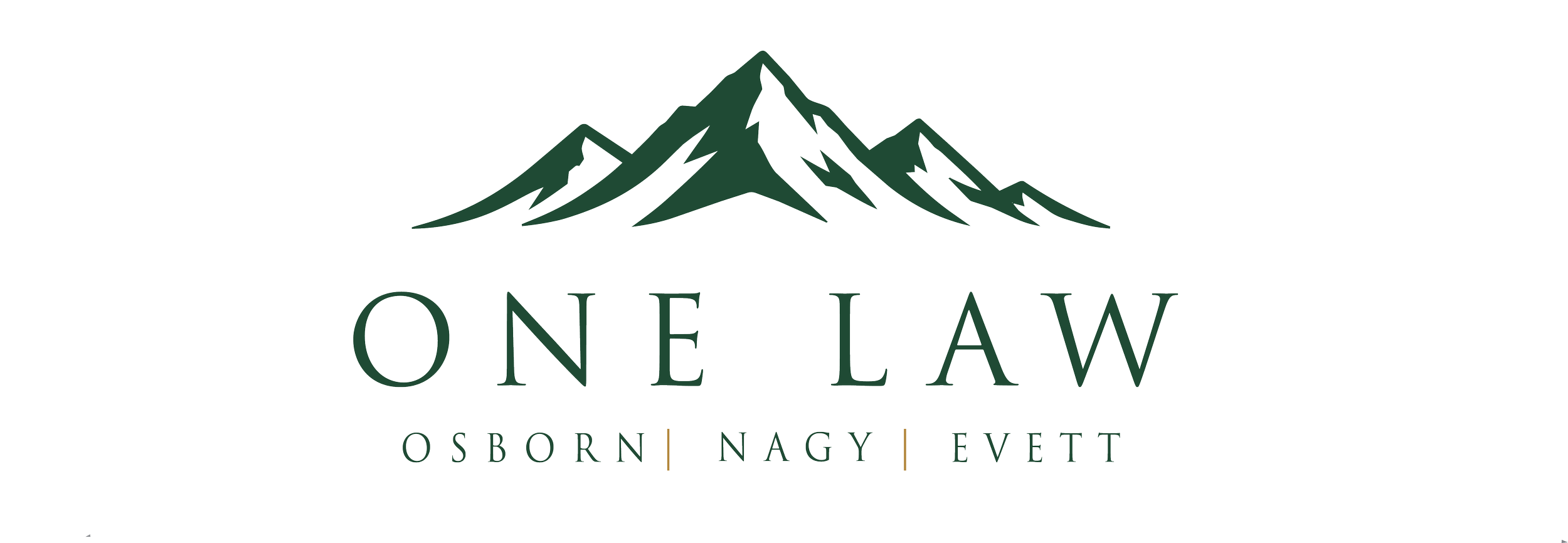 Mountain background with ONE Law in front with Osborn, Nagy and Evett underneath